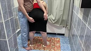 Stepson Pounds Stepmom's Fat Ass After Bathroom Catch