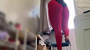 whoa brazilian wife flashes big tits pussy cameltoe on house balcony caught voyeur style