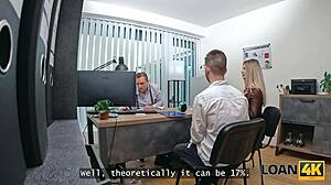 Naughty Wife Ditches Loser Husband for Loan Manager's Hard Fuck Right in Front of Him!