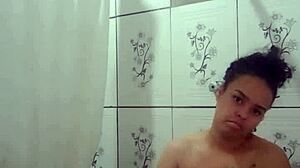 Brunette Latina Teen Fingers Her Tight Pussy Orgasm in Shower