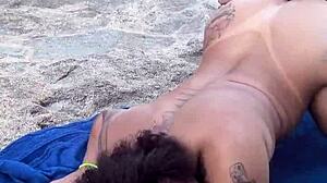 met this short curvy sexy black babe at nudist beach - watch till end!
