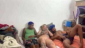 skinny tattooed latina bent over poolside for double pounding