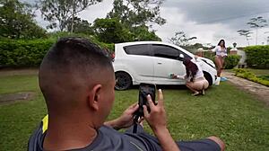two busty latinas lure gym guys with big asses then ride monster cocks rough