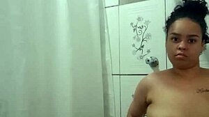 Brunette Latina Teen Fingers Her Tight Pussy Orgasm in Shower