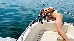 omg summer heat got me washing this boat in my sexy thong bikini feeling so hot...