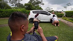 two busty latinas lure gym guys with big asses then ride monster cocks rough