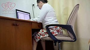 i spy on sexy milf secretary in office stockings fucking pussy with dildo hidden cam