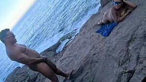 met this short curvy sexy black babe at nudist beach - watch till end!