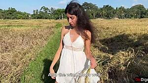 Paying cute skinny brunette with rough outdoor creampie doggy and cowgirl sex