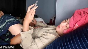 discover her swollen asian pussy lips dripping wet first time squirting screams clit play