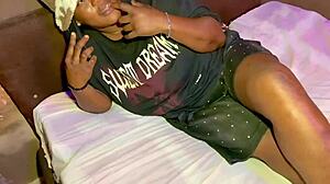 Chubby ebony babe in bedroom begs her friend for that thick delivery close up