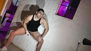 Sexy doctor cosplay patient masturbates with gloves on monster cock bodybuilder