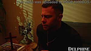 Sexy church girl Aiden Ashley rides the priest hard in forbidden roleplay fuck