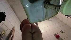 pervy guy spies latina schoolgirl stripping uniform in bathroom