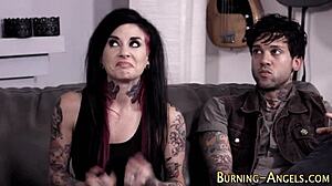 Tattooed Goth Chick Rides Hard Cock in Emo 3some Frenzy