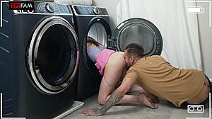 stepdad sneaks into kitchen to pound stuck stepdaughter's tight wet cunt