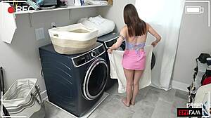 stepdad sneaks into kitchen to pound stuck stepdaughter's tight wet cunt