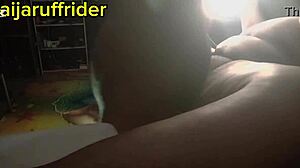 chubby amateur babe with BIG TITS rides HUGE COCK at midnight to music