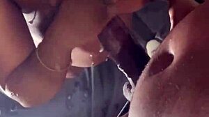 Curly locks sway as ebony beauty takes massive loads on her huge ass