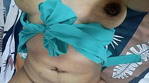 homemade fan treat massaging my curves and full natural chest closeup delight