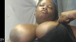Brazilian Ebony Wife Chokes on Big Black Cock, Deepthroats While Tits Bounce Wildly