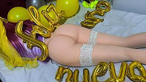 New Year's Virgin Stepsister Gives Up Tight Ass and Pussy for Creampie