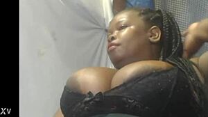 Brazilian Ebony Wife Chokes on Big Black Cock, Deepthroats While Tits Bounce Wildly