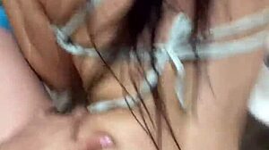 cute latina teen horny public outdoor cumshot in disco bathroom