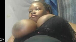 Brazilian Ebony Wife Chokes on Big Black Cock, Deepthroats While Tits Bounce Wildly