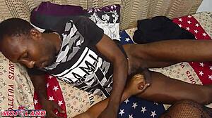 big tits black roommate jerks my cock in dorm easing stress till quick cum
