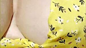 Wifey flashes perfect tits driving car