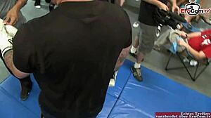 Chubby brunette slut's big tits smother fighter during dirty hardcore fuck 💦👊