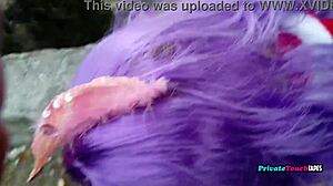 Chubby Russian Cosplay Girl Bent Over for Outdoor Doggystyle Creampie