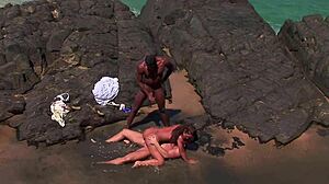 oh man asian tourist jade sin gets her holes double penetrated by two hung strangers on beach