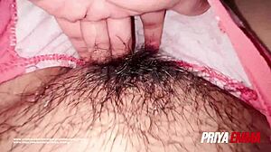 Indian Bhabhi Aunty Fingers Tight Wet Hairy Pussy While Squeezing Soft Big Boobs In Steamy Solo Play