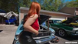 wanna join this athletic redhead deepthroating muscled guy in muscle car pov cumshot?
