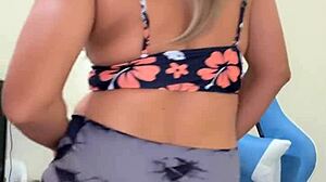 Sporty Transexual Flaunts Tempting Breasts in Crossdressing Tease
