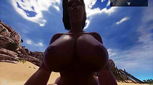 Big Juicy Ass Black Milf Indra Fucks Wolf Costume Man Hard, Squirts on Dick
