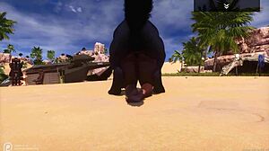 Big Juicy Ass Black Milf Indra Fucks Wolf Costume Man Hard, Squirts on Dick