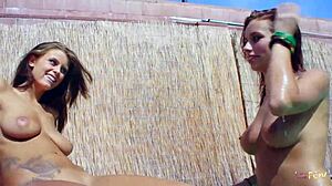 Cute Lesbian Teens Tease Pool Fuck