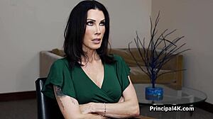 Hey head teacher, watch this fit milf wife slide down your hard cock at work