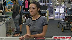 whoa this tight petite babe pawns pussy then gets smashed hard in garage