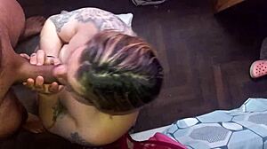 Eye-Level Slut Deepthroats Cum: Blonde Latina Swallows Every Drop POV