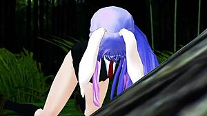 Futanari Slut Reisen Strokes Big Tits and Ass to Explosive Masturbation!
