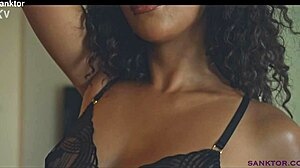 uhh Sanktor's skinny Asian teases natural tits strippin' slow...
