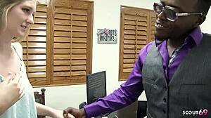 shy blonde seduced by black boss monster cock at interview fucks rough