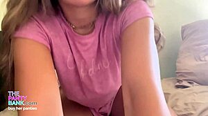 whoa pretty latina teen bends over dildo in panties for hot joi 😍 panty bank vibes