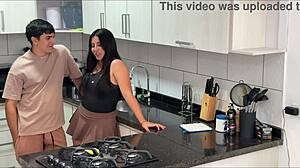 colombian big ass latina begs for hard kitchen fuck and ass worship kisses
