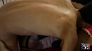 french slut's satin panties ripped for corset doggy ass fuck and rimjob