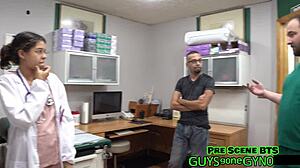 Angel Ramiraz's Tampa uni gyno exam shows prostate play and flopping dicks backstage